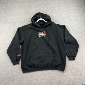 Y2K Black No Fear Hoodie Mens XL Pullover Fleece Sweatshirt SoBe Graphic RARE